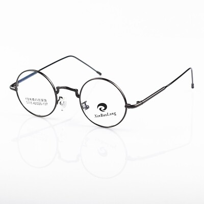 #ad 42mm Small Round Vintage Gunmetal Eyeglass Frames Metal Full Rim Unisex Glasses