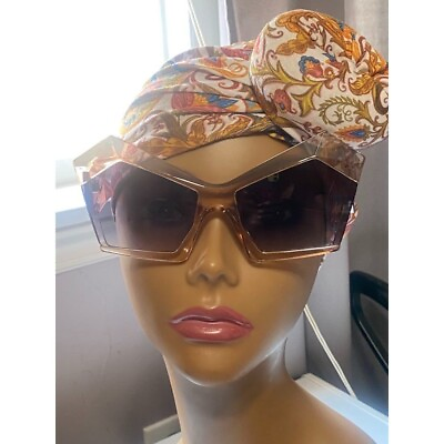 #ad Women Geometric Sunglasses Brown Oversized Retro Sunglasses for Women