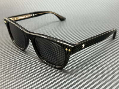 #ad MONT BLANC MB0254S 001 Black Grey 53 mm Large 53 mm Sunglasses
