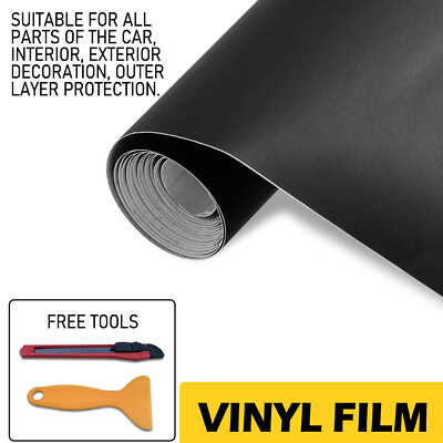 #ad Matte Black Wrap Vinyl Film Car Interior Wrap Stickers Auto Accessories w tools