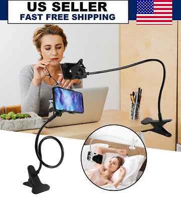 #ad Universal Lazy Mobile Phone Gooseneck Stand Holder Flexible Bed Desk Table Clip $6.88