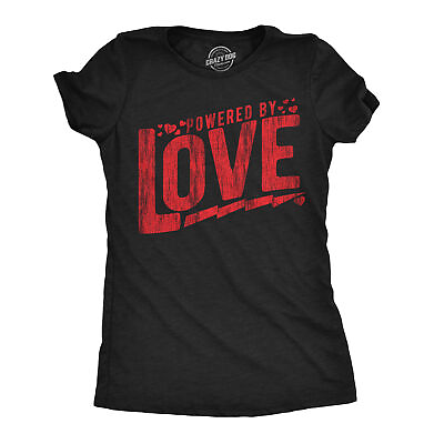 #ad Womens Powered By Love Funny T Shirts Cute Valentines Day Graphic Tee For Ladies