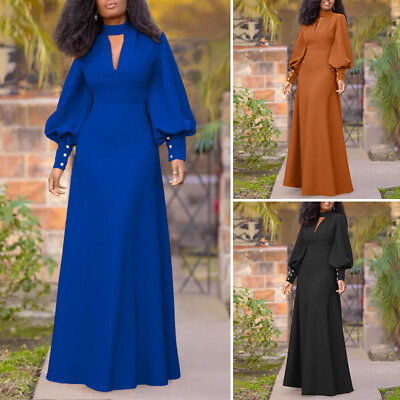 #ad Sexy Women Front Plunge Long Sleeve Maxi Dress Cocktail Party Prom Dresses
