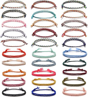 #ad 30Pcs Colorful Woven Wrap Friendship Bracelets Adjustable Handmade Bracelets f