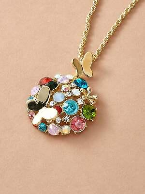 #ad 1pc Rhinestone Decor amp; Butterfly Charm Necklace Jewelry for Women Gift for Her
