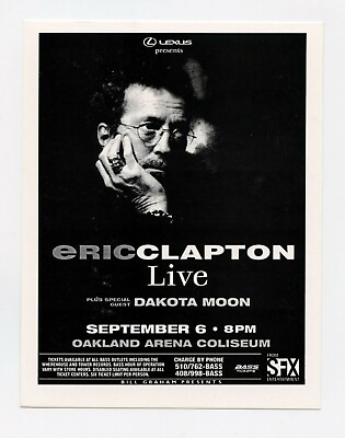 #ad Eric Clapton Postcard Blank Back 1998 September 6 Oakland Arena Coliseum