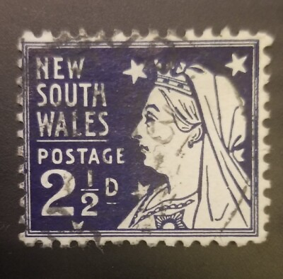 #ad RARE 1897 NEW SOUTH WALES ROSE VICTORIA SCOTT# 100 2 1 2 D USED