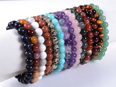 #ad Handmade Natural Gemstone Round Beads Stretch Bracelet 7.5#x27;#x27; 6 8 10 12mm $1.79