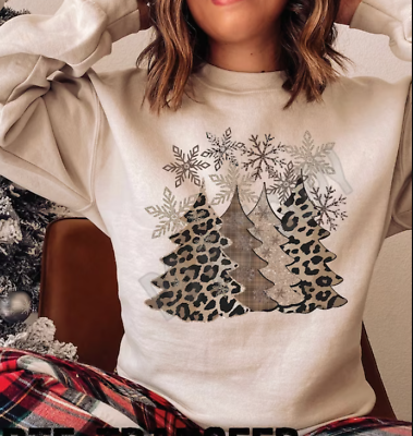 #ad Leopard Christmas Tree Sweatshirt Gift For Family Friends