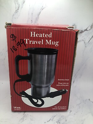 #ad 1 Travel Heated Mug Thermo Stainless Steel Portable Insulated Coffee Car Charger