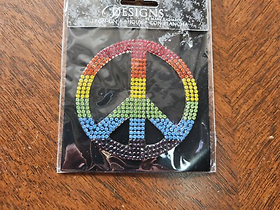 #ad Next Style Iron On Rhinestones And Studs Peace Sign NEW