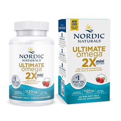 #ad Nordic Naturals Ultimate Omega 2X Mini Strawberry 1120 mg 60 Softgels