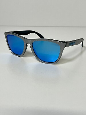 #ad Oakley Frogskins Checkbox Silver Prizm Sapphire Blue Org Sunglasses OO9013 C055