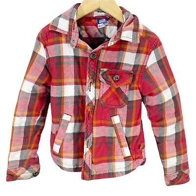 #ad Alpine Design Kids Red Plaid Shirt Jacket Sz XS 4 5 Button Front Lined