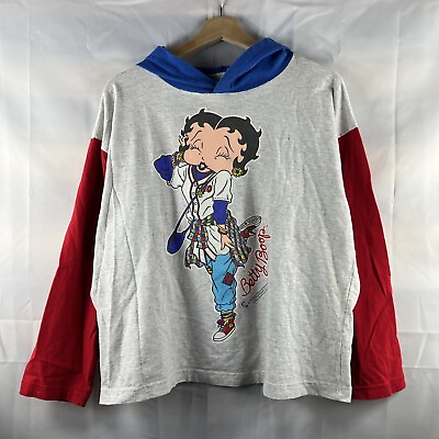 #ad Vintage Betty Boop Shirt Women’s Long Sleeve Hoodie 1994 Graphic Size M Shirt