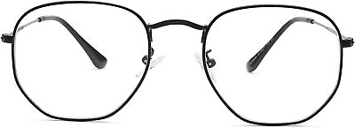 #ad Pro Acme Hexagonal Non Prescription Glasses Frame for Women Men B2 black
