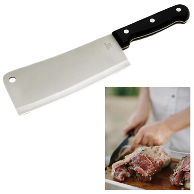 #ad 7quot; Meat Cleaver Chef Butcher Knife Stainless Steel Chopper Full Kitchen Home