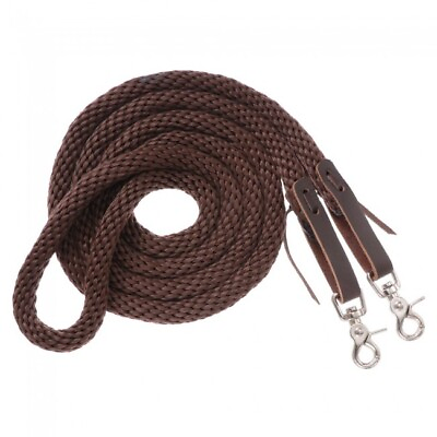 #ad Tough 1 7#x27; Brown Poly Roping Reins Horse Tack 54 906