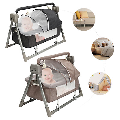 #ad Pink Blue Gray Khaki Electric Rocker Baby Swing Infant Portable Baby Cradle Bed
