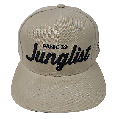 #ad Panic 39 JUNGLIST Snapback Hat Baseball Cap Drum N Bass Rave Khaki Black Stitch