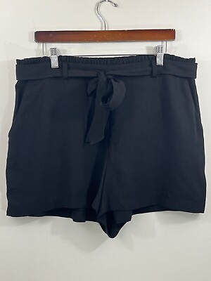#ad Womens XL X Large Lauren Conrad Shorts Belted Formal Dress Black Tie Belt