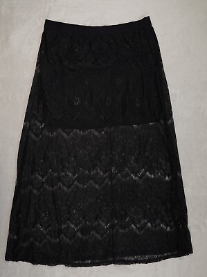 #ad Forever 21 Plus Womens Black Lace Long Skirt Size 3X