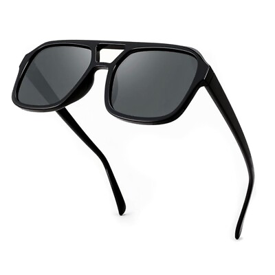 #ad Large Women Men Round Oval Black Plastic Frame Shades Retro Unisex Sunglasses