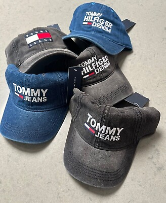 #ad Tommy Hilfiger Jeans denim washed adjustable snapback hat