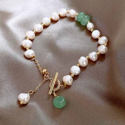#ad New Gold Irregular Pearl Bracelet Adjustable Bangle Chain Women Jewellery Gifts