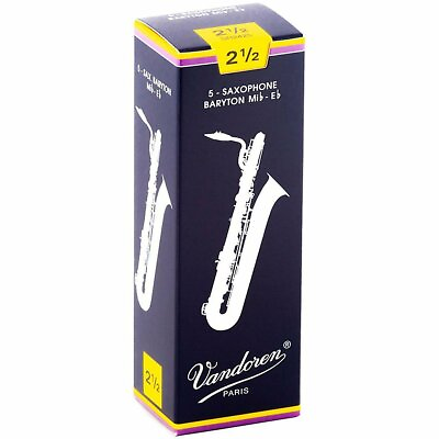 #ad Vandoren 5 PACK Traditional Baritone Saxophone Reeds # 2.5 Strength 2 1 2 SR2425