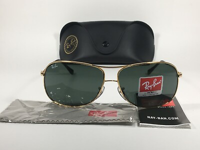 #ad Ray Ban RB3267 001 71 Arista Highstreet Aviator Sunglasses Gold Frame Green Lens