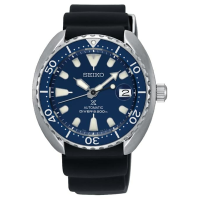 #ad SEIKO ProspeX SRPC39 Automatic Diver Watch Blue Mini Turtle Rubber Date 4R35