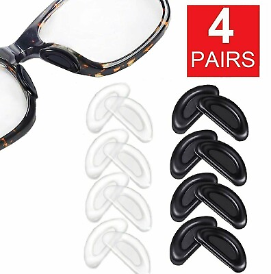 #ad 4 Pairs Anti slip silicone Stick On Nose Pads For Eyeglasses Sunglasses Glasses