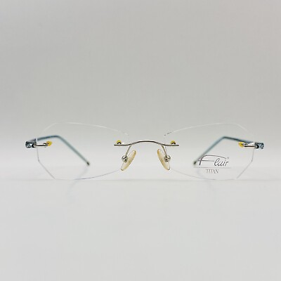 #ad Flair eyeglasses Ladies Angular Blue Silver Rimless Titanium Mod. 123 New