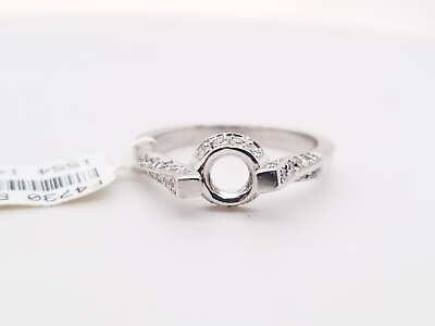 #ad Engagement Diamond Ring Setting w o Main Stone 14K White Gold 3.5gr T.W sz 7.75