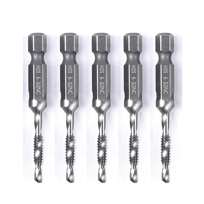 #ad 5PCS Combination Drill Tap Bit Set Screw Tapping Hex Shank HSS Metricimperial Pl