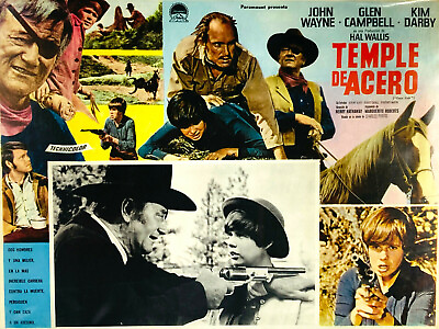 #ad 1969 True Grit John Wayne ORIGINAL Mexico Movie theatre lobby card $74.99