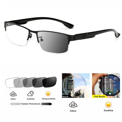 #ad Transition Photochromic Metal Sun Half Eyewear Nearsighted Glass 1.00 6.00