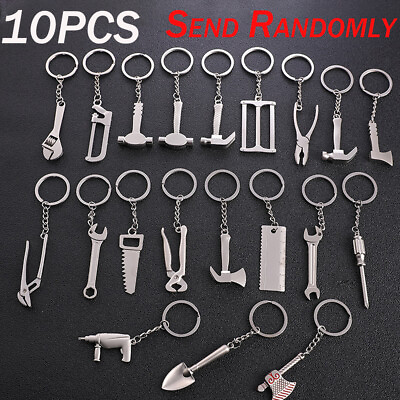 #ad 10pcs Repair Tool Wrench Spanner Key Chain Ring Keyring Metal Keychain Randomly