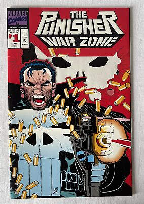 #ad Vintage Issue #1 Die Cut Cover Page Marvel Comics THE PUNISHER WAR ZONE 1992