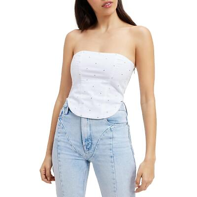 #ad Good American Womens White Embellished Corset Strapless Top Shirt 2 BHFO 3475