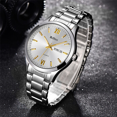 #ad BIDEN Mens Watches Stainless Steel Watch Waterproof Date Quartz Wrist Watch