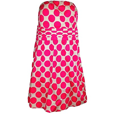 #ad Limited Polka Dot Dress Size 4 Strapless Party Hot Pink Off White