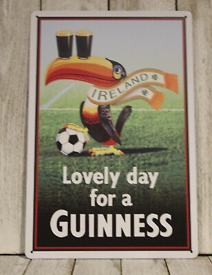 #ad Lovely Day for a Guinness Beer Tin Sign Metal Poster Irish Bar Ireland Soccer $10.97