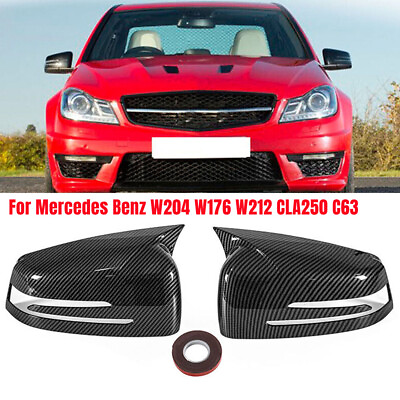 #ad Carbon Fiber Side Horn Mirror Cover For Mercedes Benz W204 W176 W212 CLA250 C63