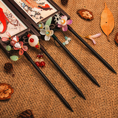#ad Vintage Hair Chopsticks Hair Clip Wood Chinese Style Hair Stick Luxury Step