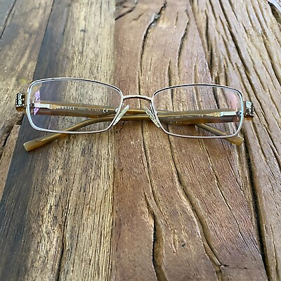#ad Versace Brown Tortoise Jeweled Eyeglasses Frames 51 16 135 MOD 1093 B Italy