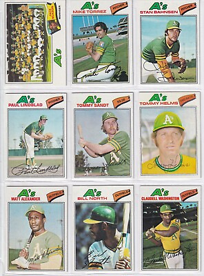 #ad 1977 Topps Oakland Athletics Team Set 22 Cards