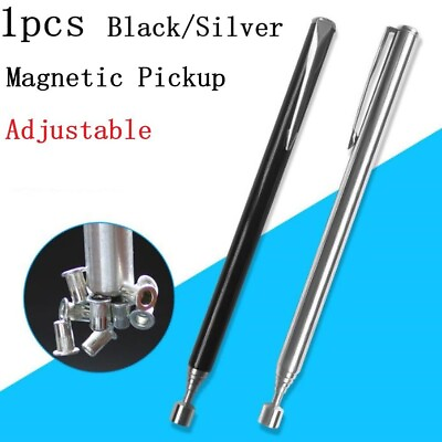 #ad Durable Stainless Steel Magnetic Pickup Rod Max 65cm Length Silver Black