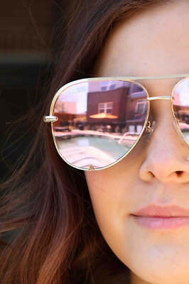#ad Pink Gold High Quality Unisex Aviator Sunglasses